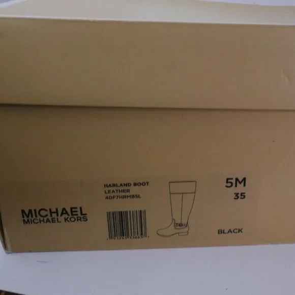 Michael Kors Size 5M Harland Riding Boots Leather Wide Shaft Color Black - Picture 3 of 11